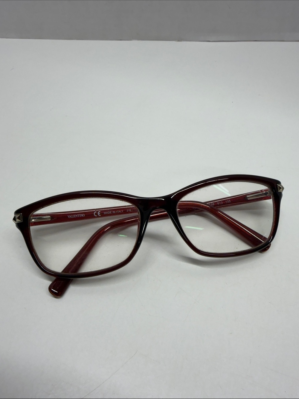 Valentino Glasses Designer Luxe Frames Studded Rockstud Red Silver V2653